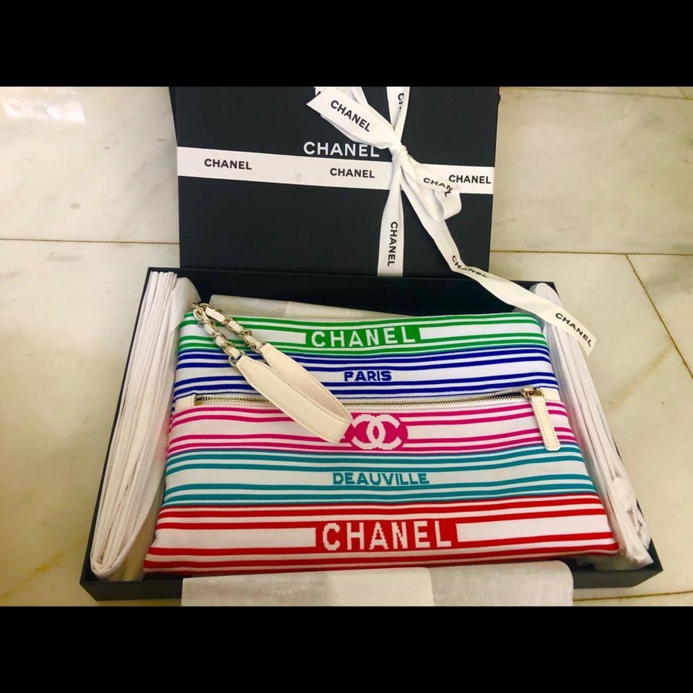 Chanel Clutch Cc Border Handle Pouch Multicolor